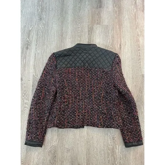 Zara GUC Tweed Quilted Leather Details Jacket Blazer Chanel Style Size M - Picture 6 of 6